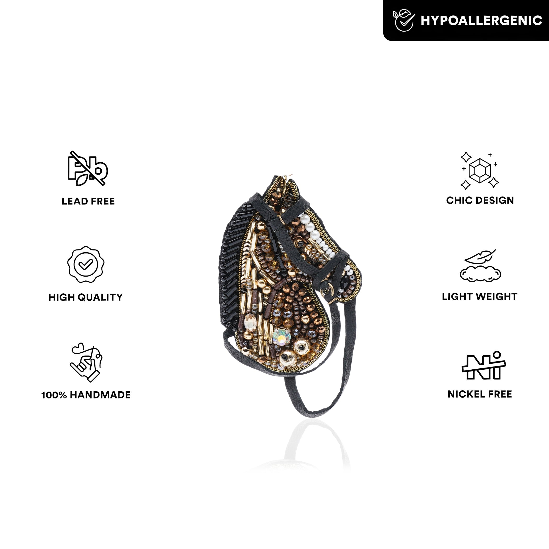 High Stride Horse Brooch Gold