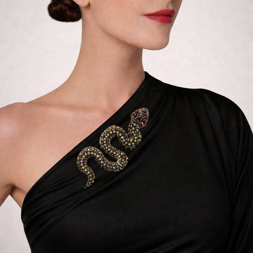 Ssslay Snake Brooch Black