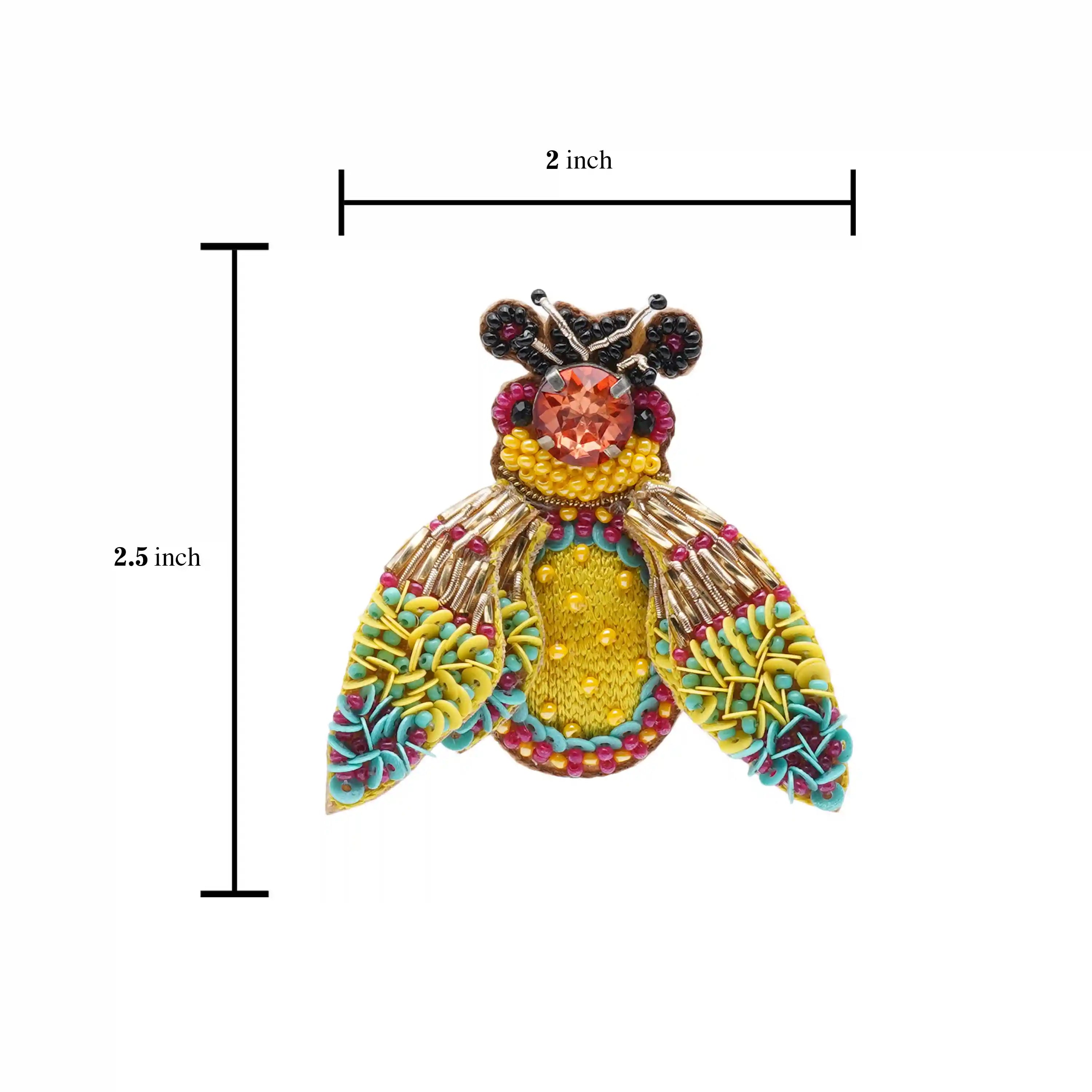 Bug off Brooch Yellow