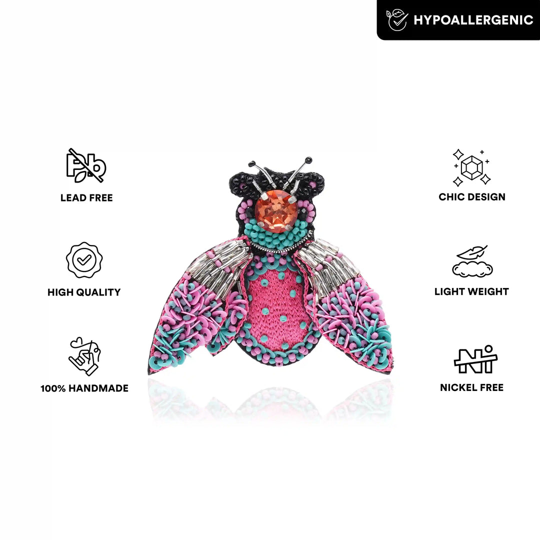 Bug off Brooch Pink