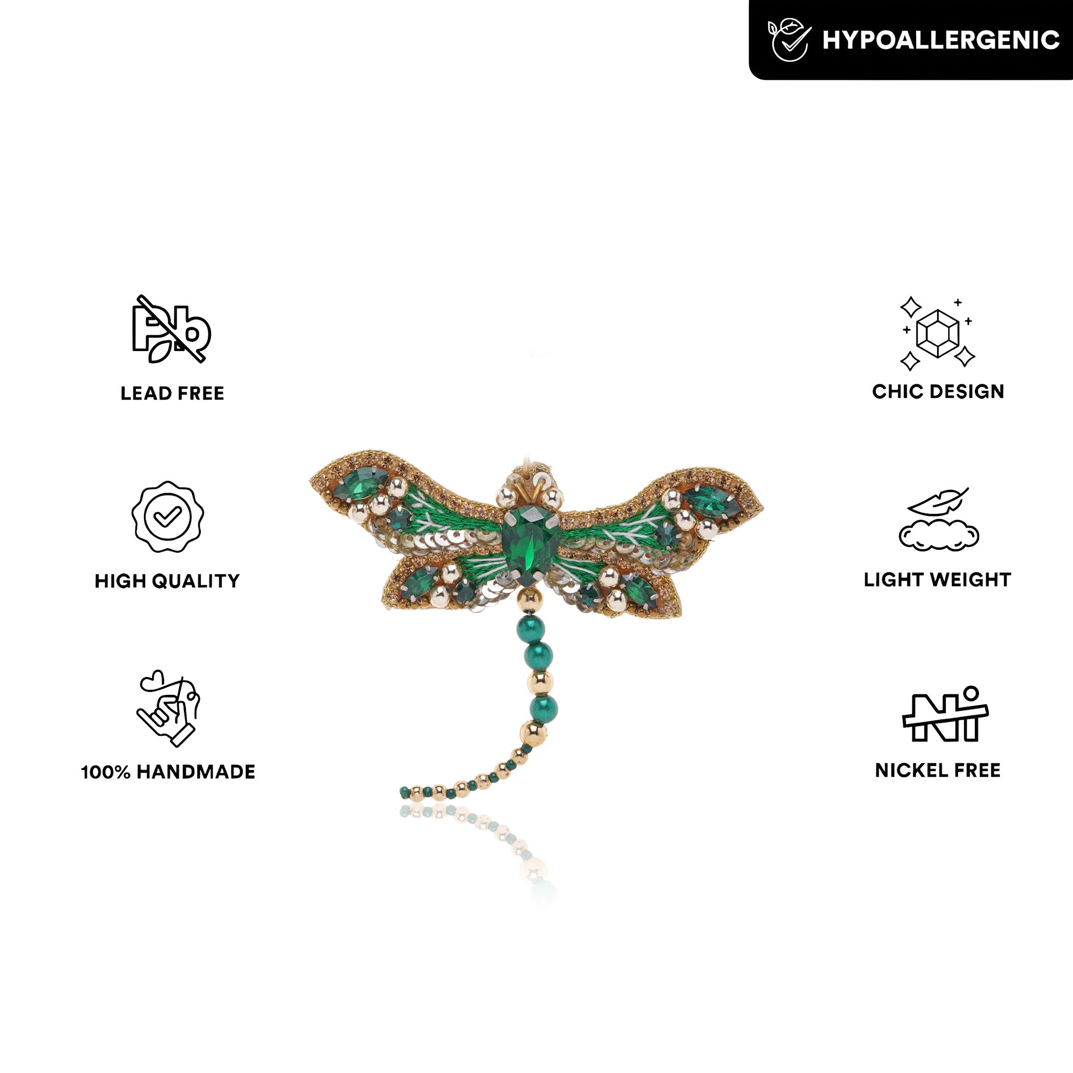 Wing It Dragon Fly Brooch Dark Green