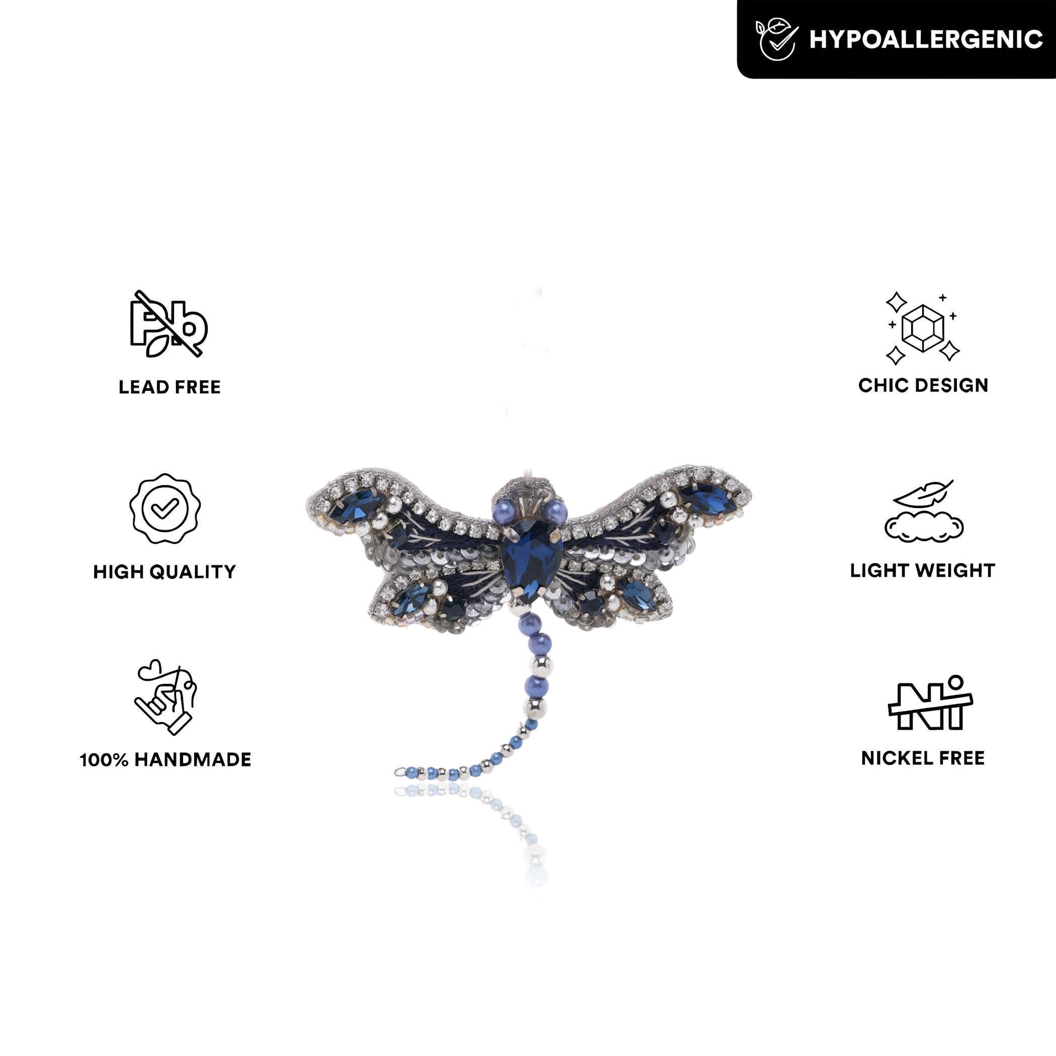 Wing It Dragon Fly Brooch Dark Blue