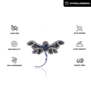 Wing It Dragon Fly Brooch Dark Blue