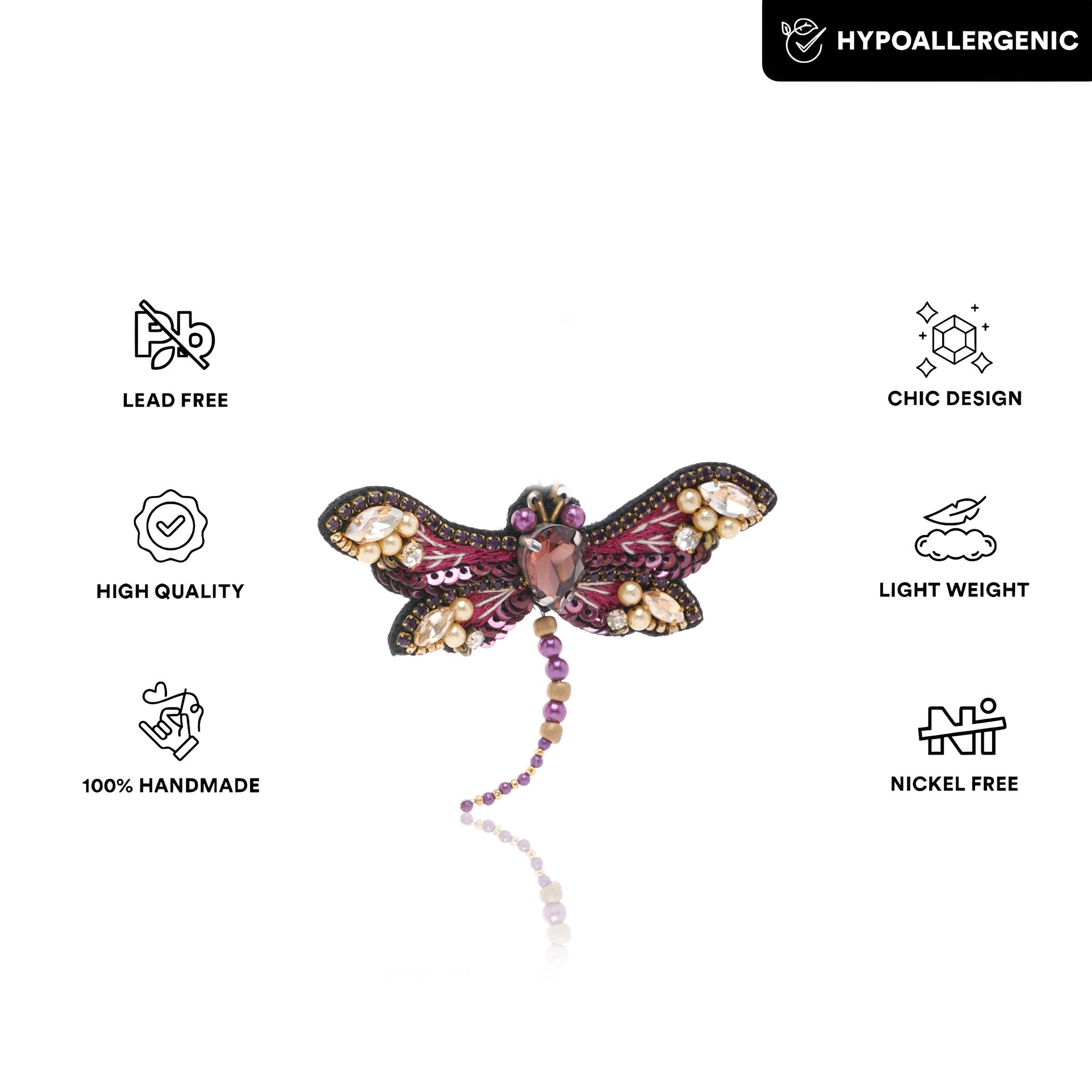 Wing It Dragon Fly Brooch Purple