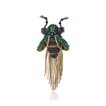 Twinkle Bug Brooch Dark Green