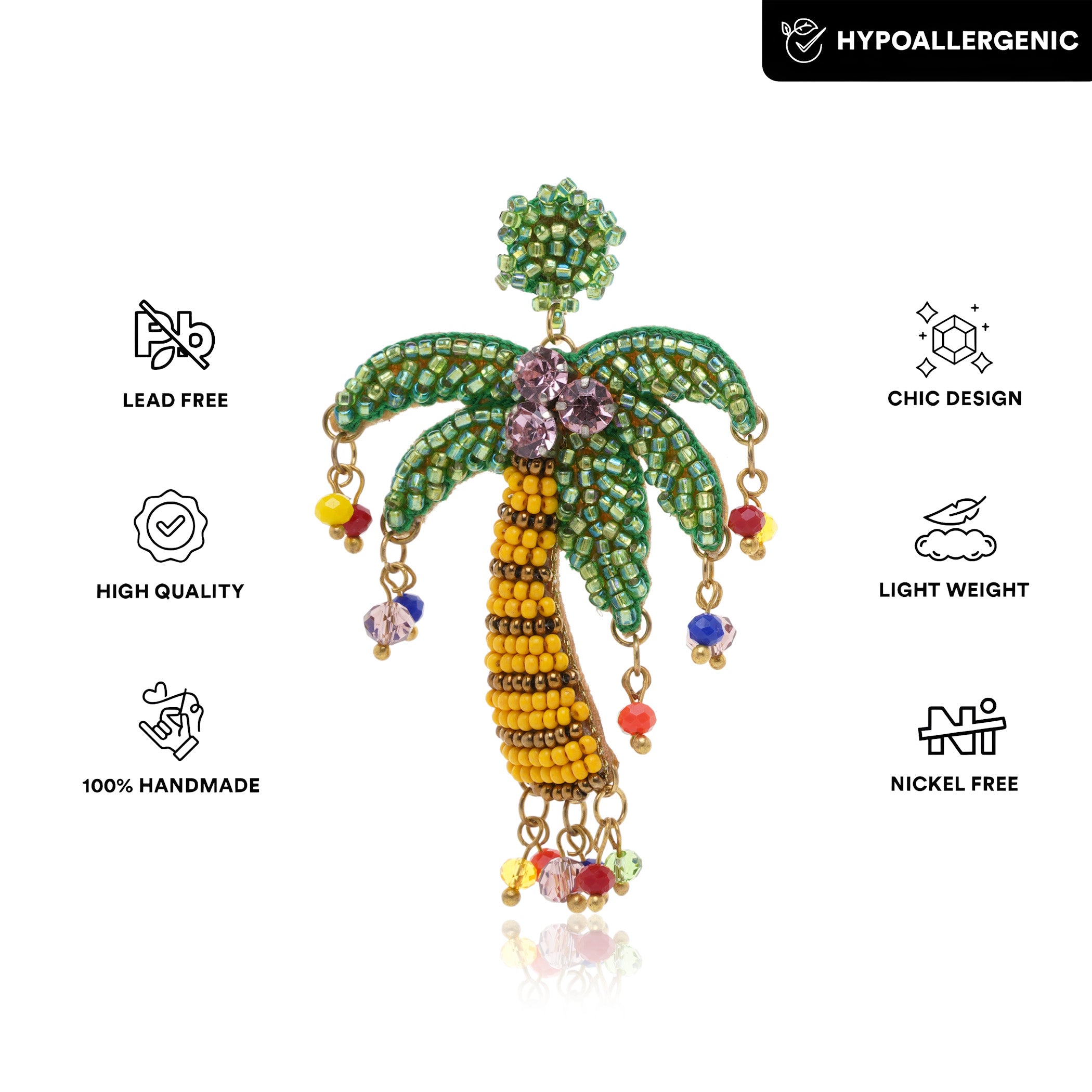 Tropical Palm Gem Earring