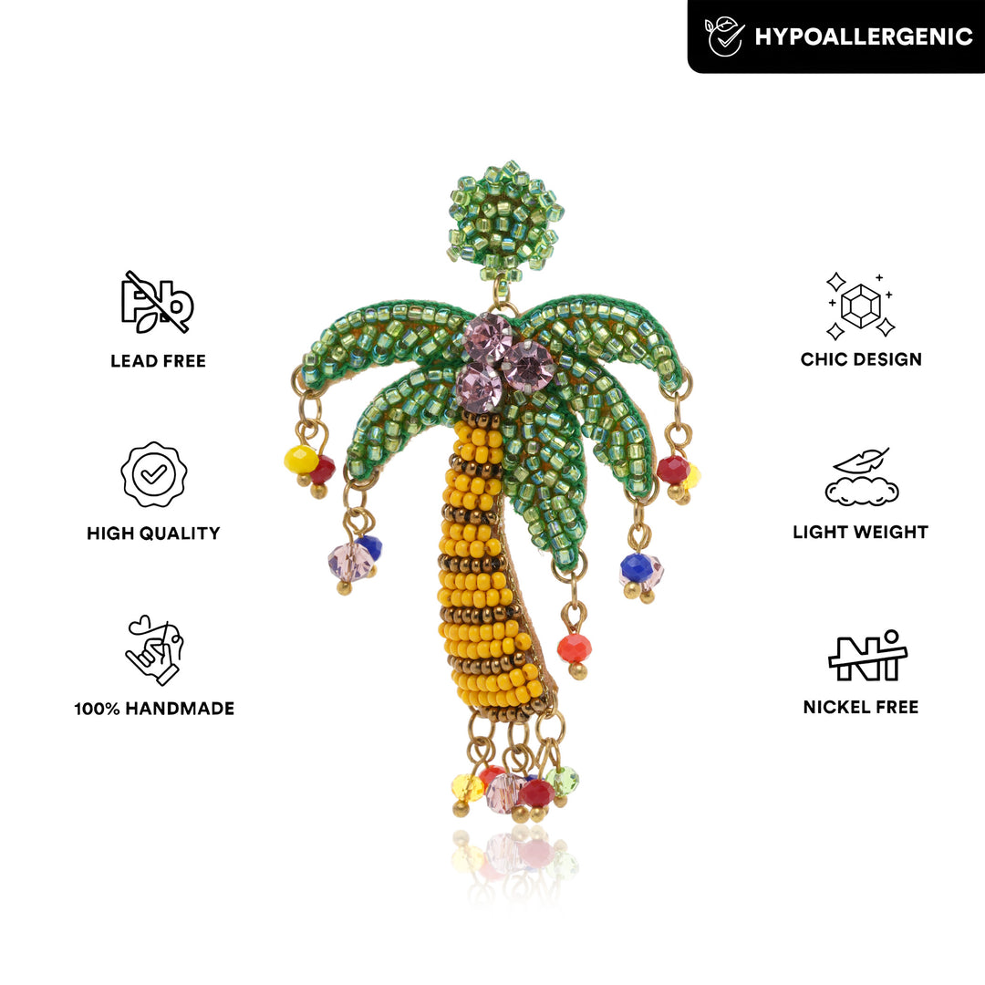 Tropical Palm Gem Earring
