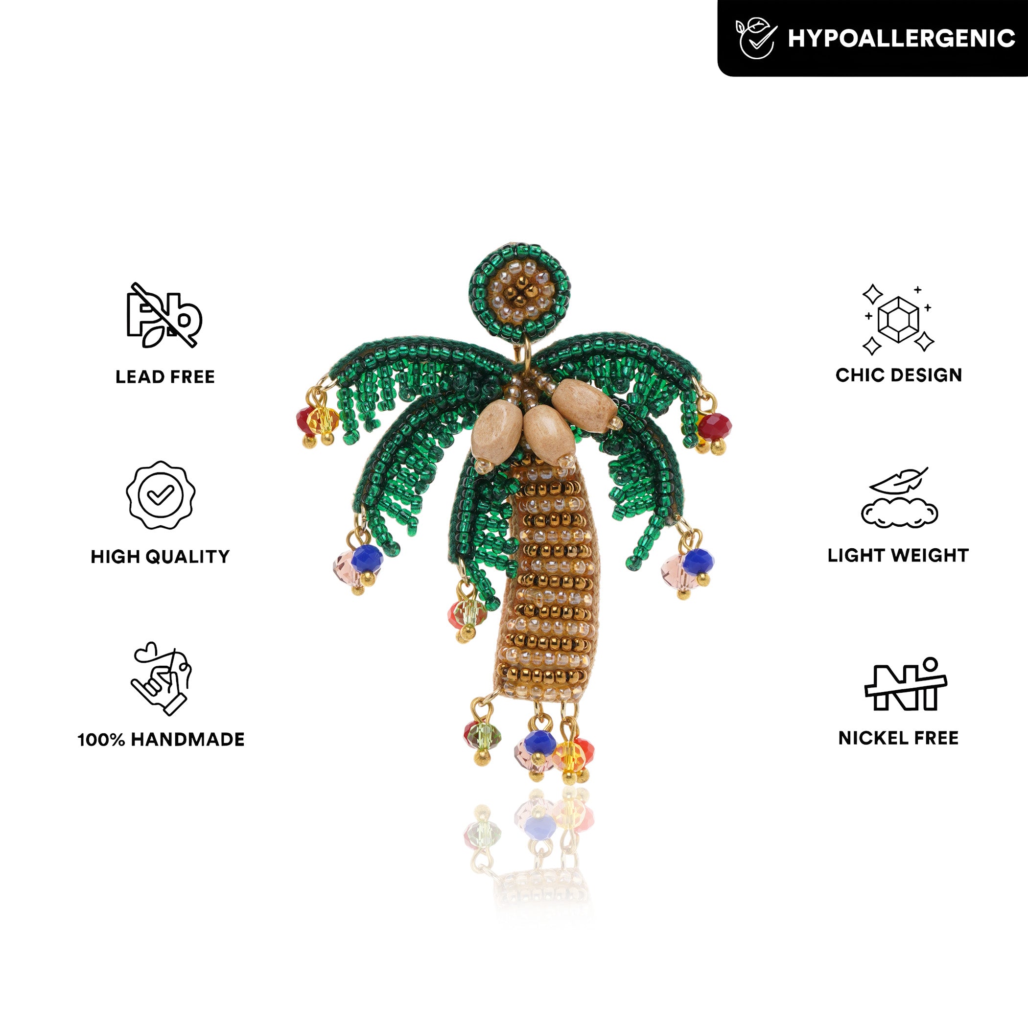 Coconut Palm Charm Earring