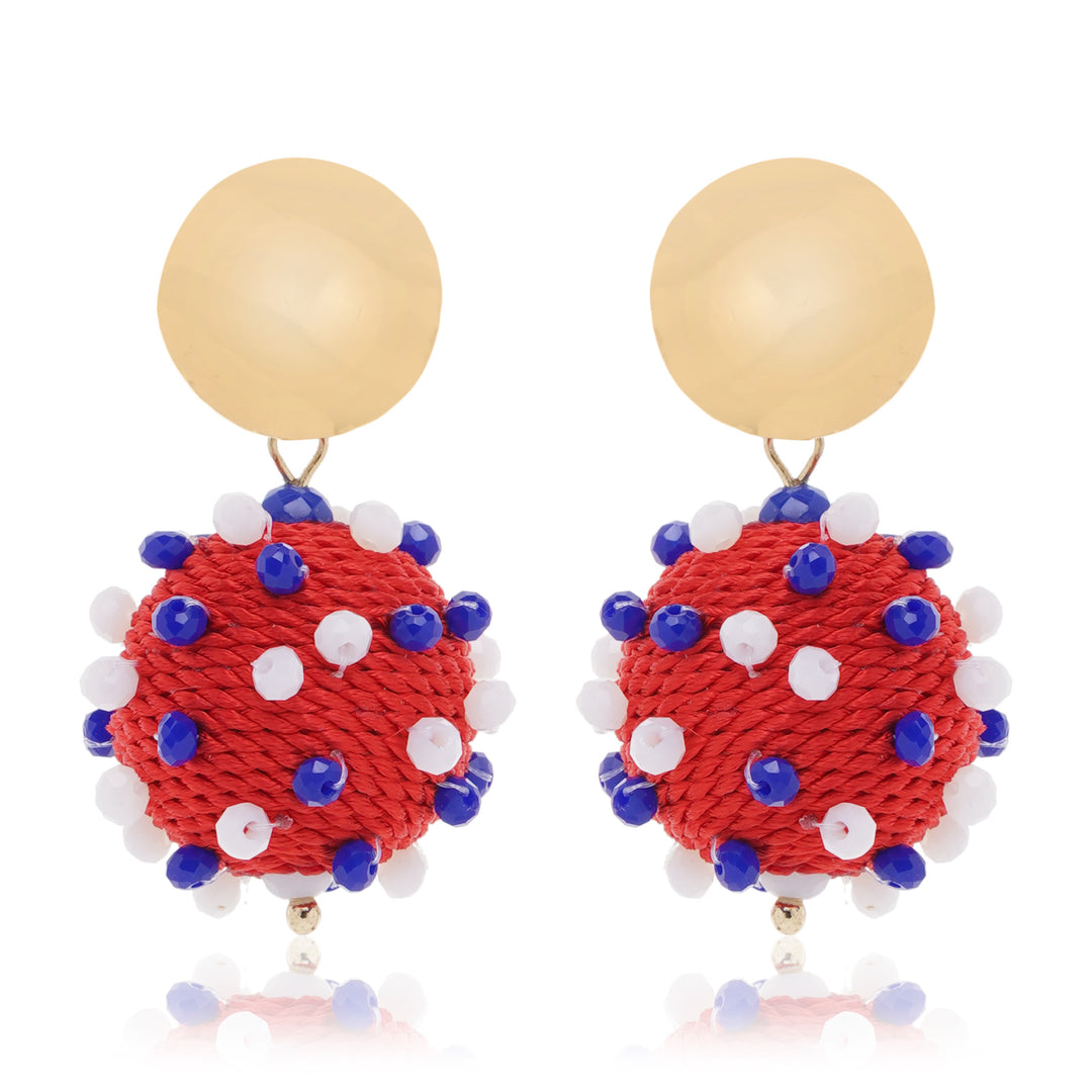Patriotic Red Ball 4th July Earring