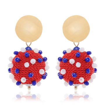 Patriotic Red Ball 4th July Earring