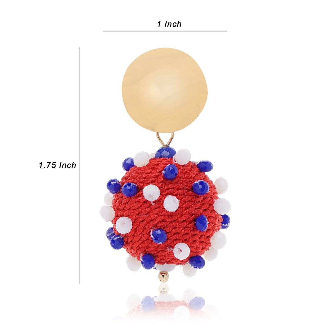Patriotic Red Ball 4th July Earring