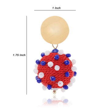 Patriotic Red Ball 4th July Earring
