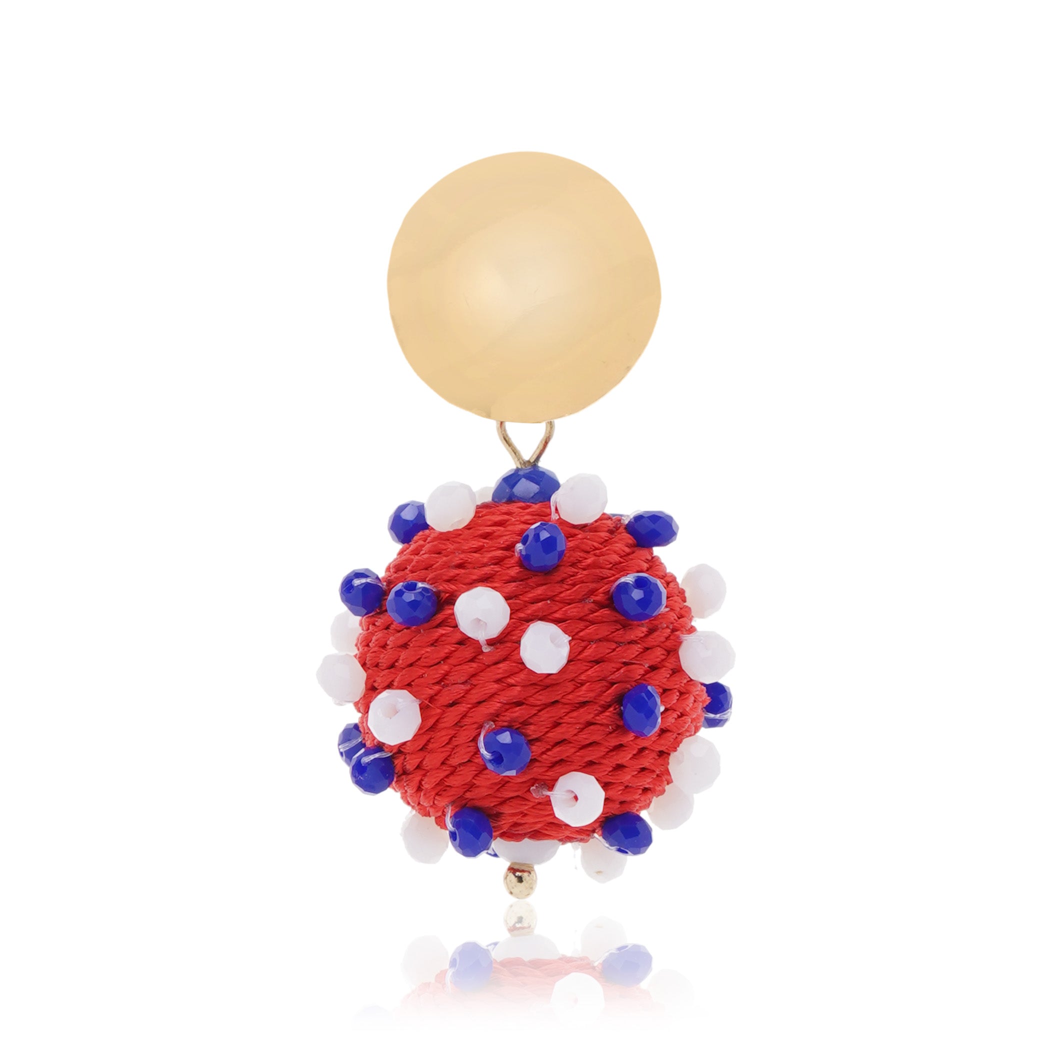 Patriotic Red Ball 4th July Earring