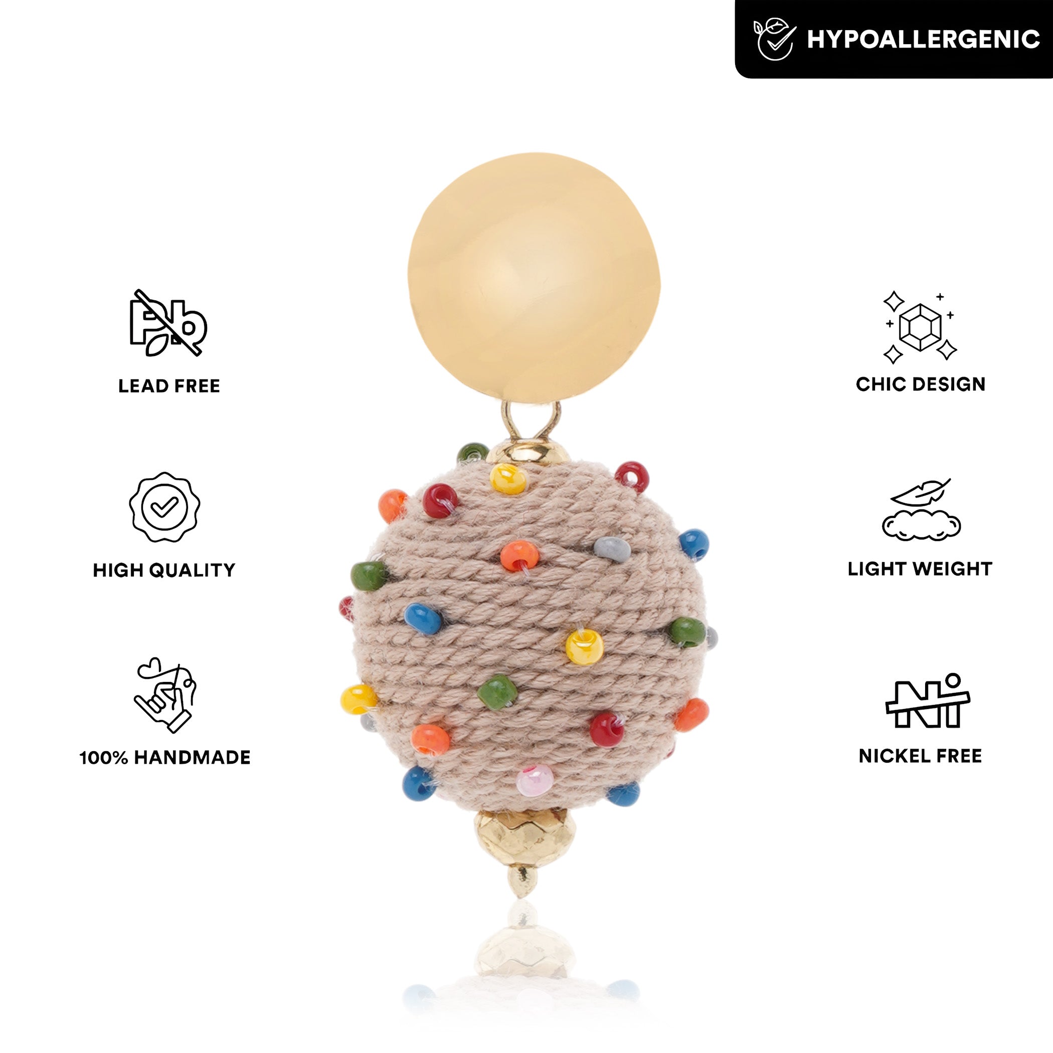 Jute Fun Balls Earring