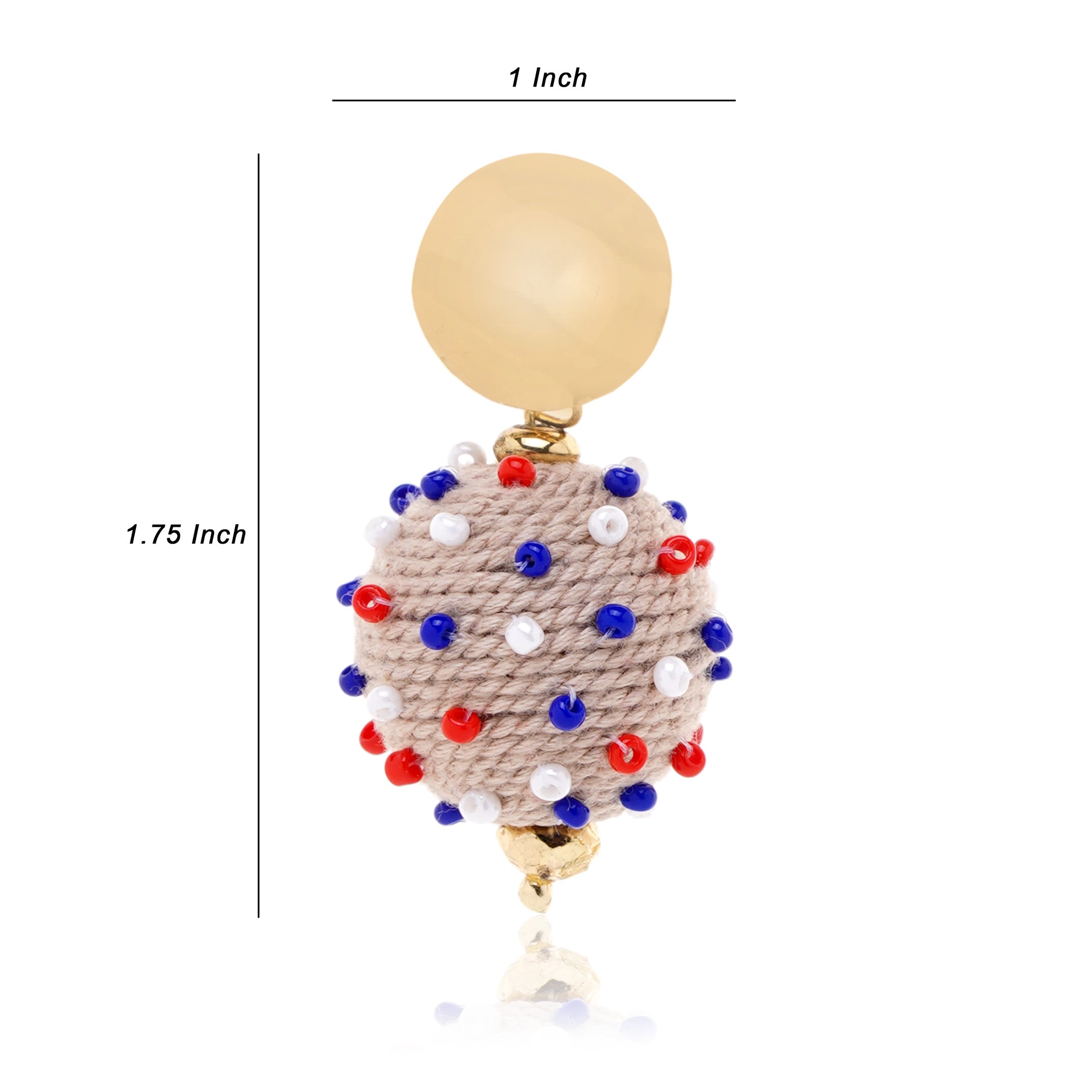Patriotic Jute Ball 4th July Earring