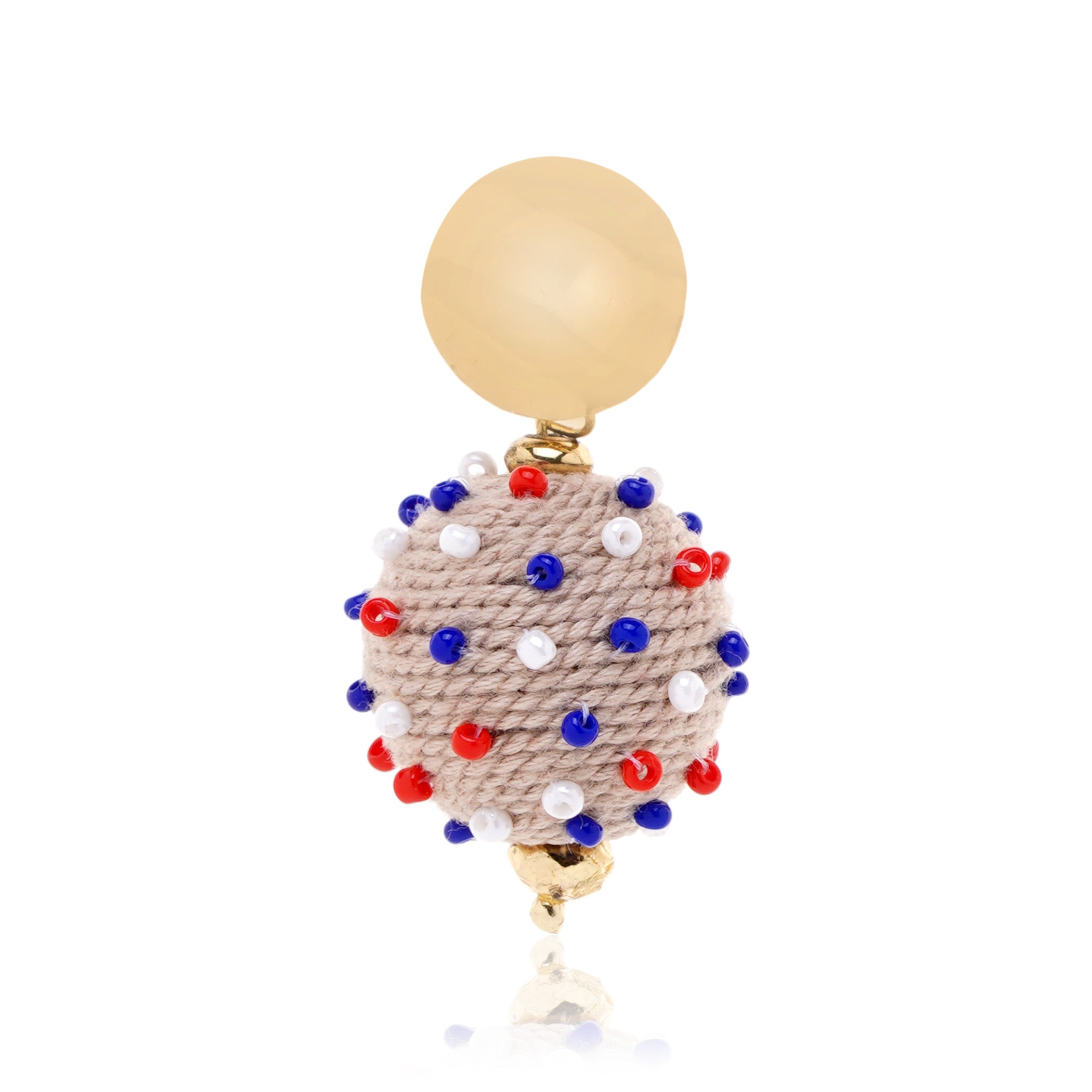Patriotic Jute Ball 4th July Earring