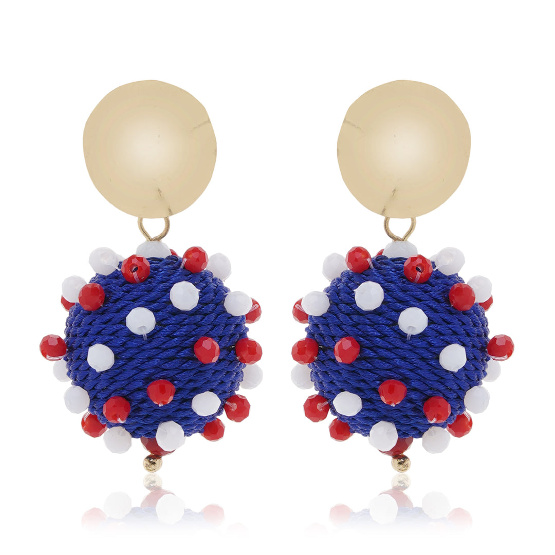 Patriotic Blue Ball 4th July Earring