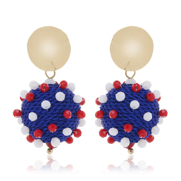 Patriotic Blue Ball 4th July Earring