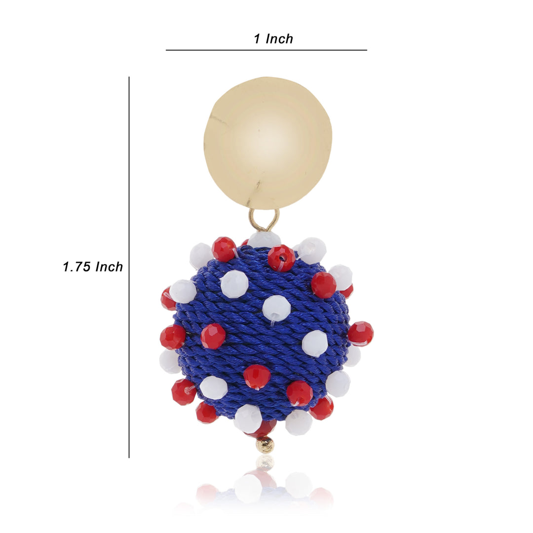 Patriotic Blue Ball 4th July Earring