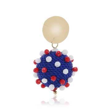 Patriotic Blue Ball 4th July Earring