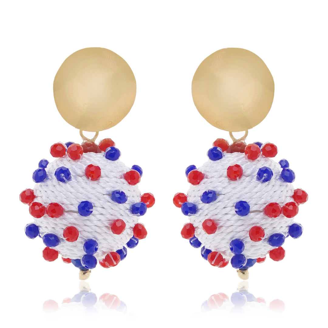 Patriotic White Ball 4th July Earring