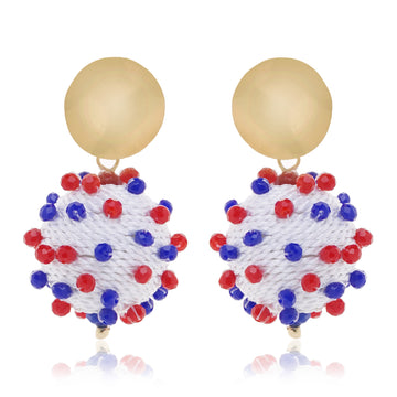 Patriotic White Ball 4th July Earring