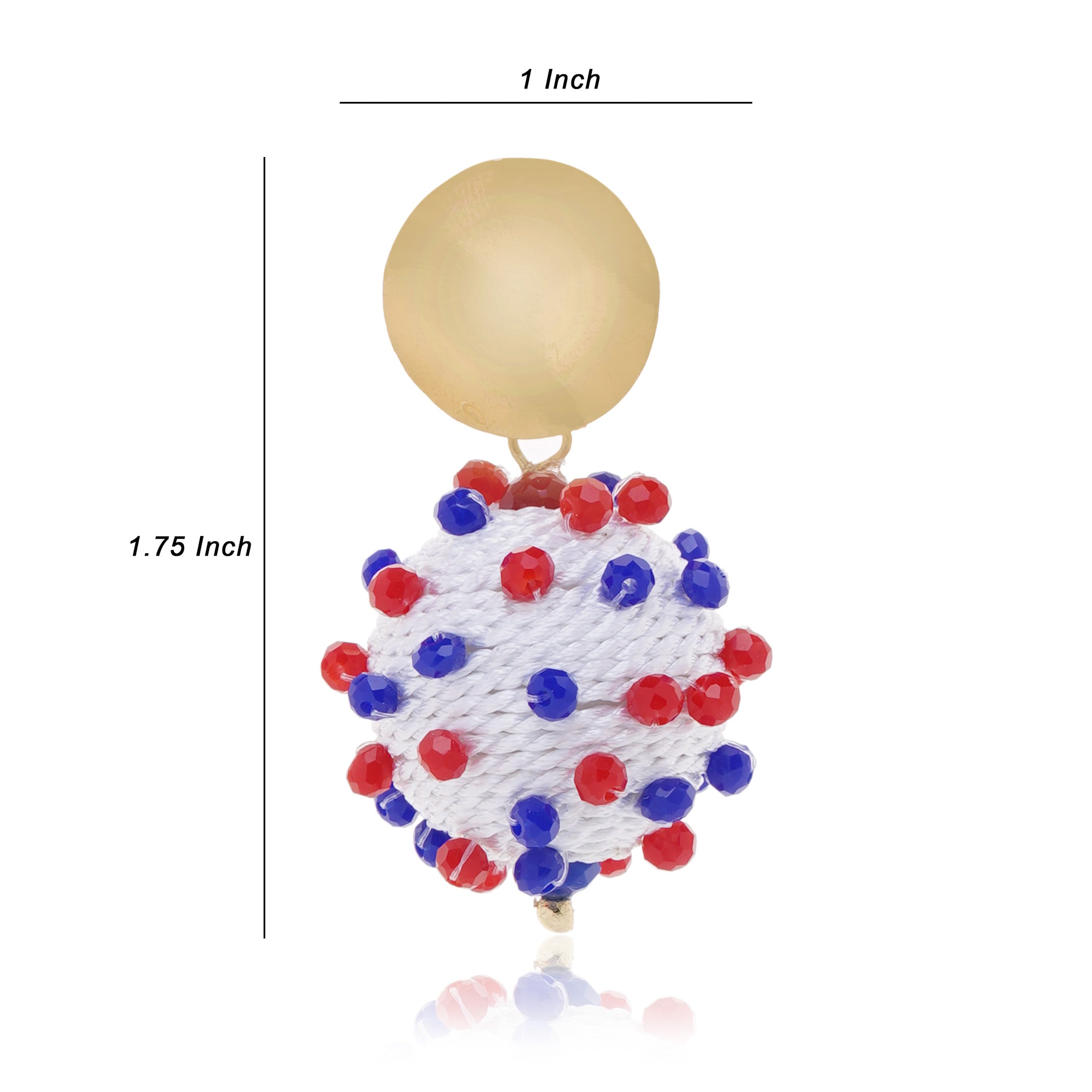 Patriotic White Ball 4th July Earring