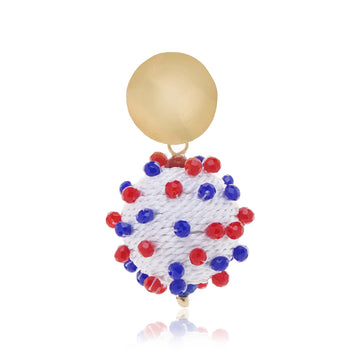 Patriotic White Ball 4th July Earring