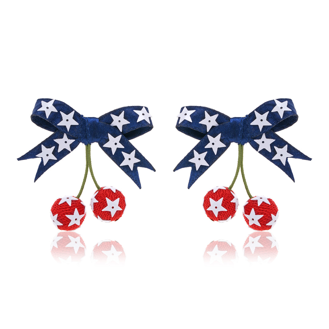 Red White Blue Cherry 4th July Earring