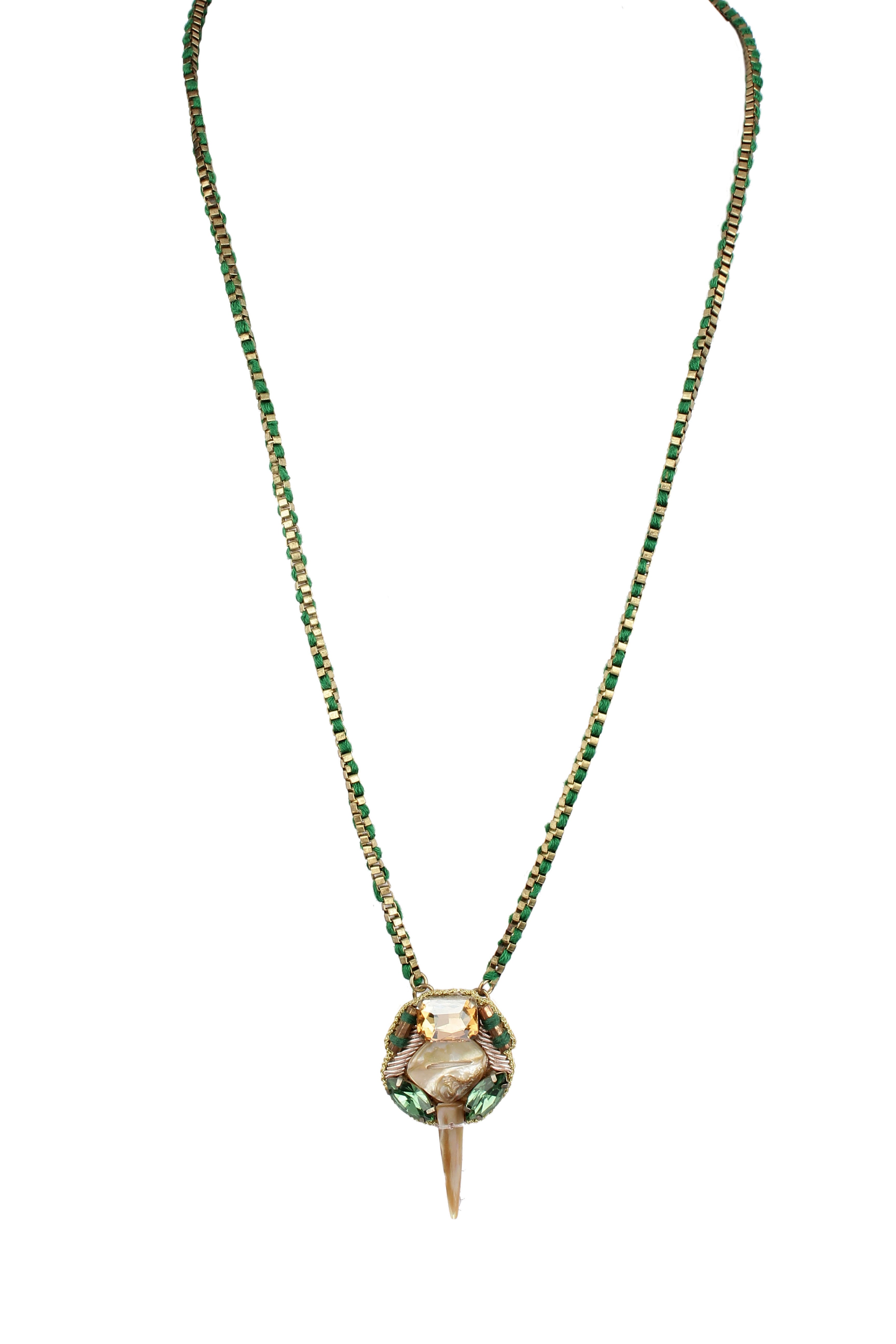 Serpent Charm Long Pendant Necklace
