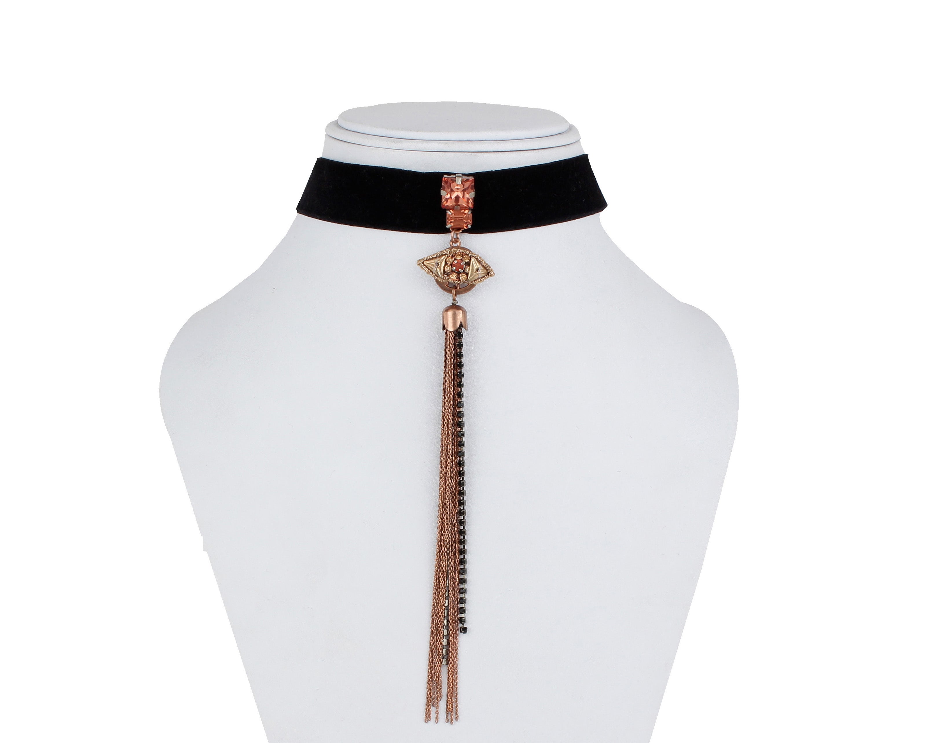 Rosette Fringe Choker Necklace