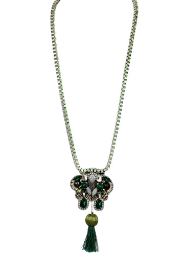 Maharaja Motif Long Pendant Necklace