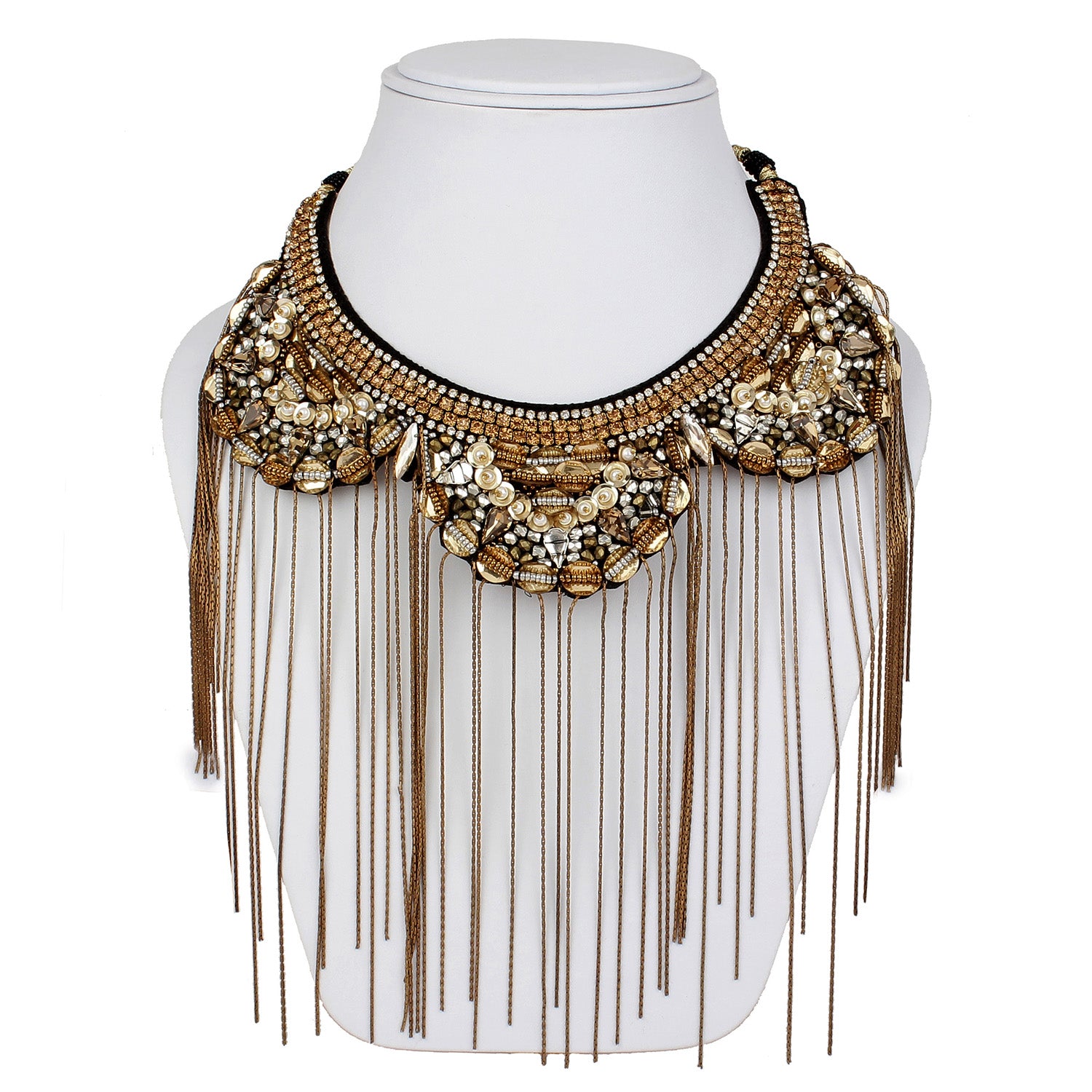 Gilded Fringe Statement Necklace