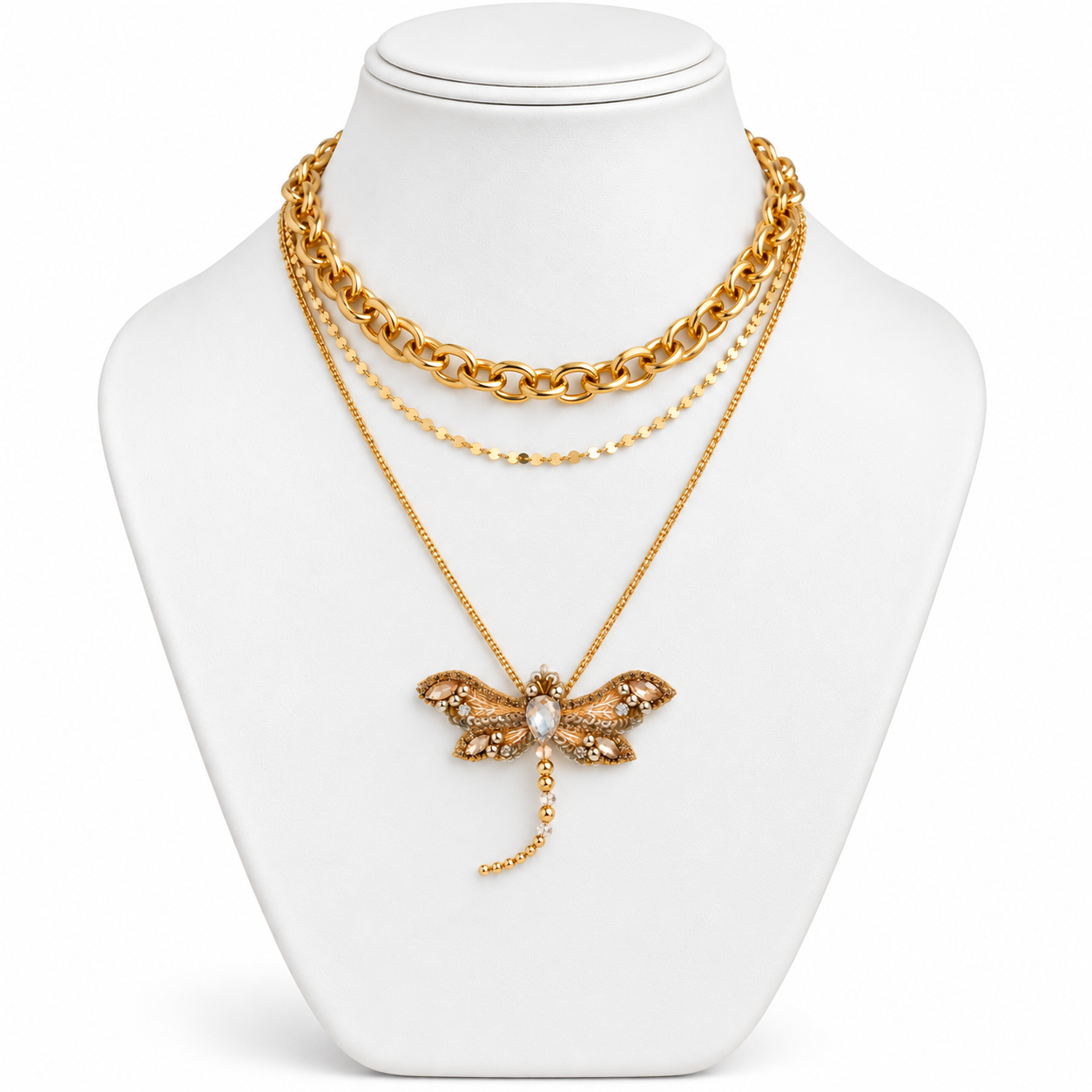 Wing It Dragon Fly Layered Necklace