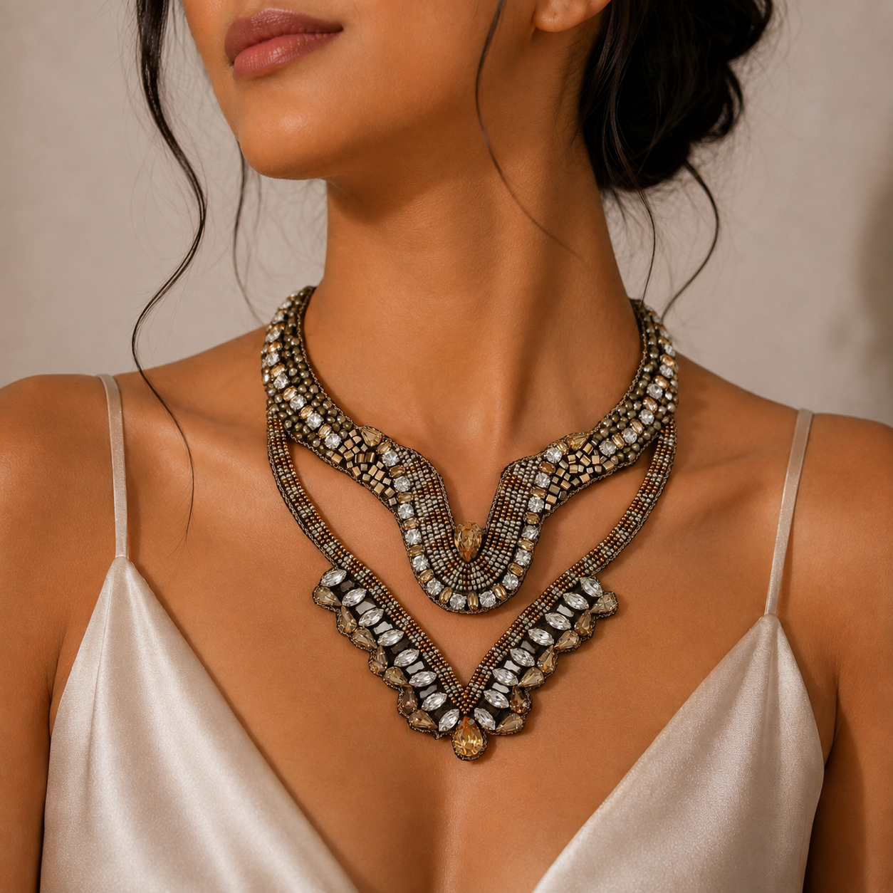 Golden Arc Statement Necklace