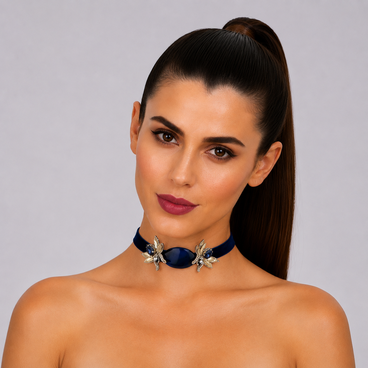 Sapphire Bloom Choker Necklace