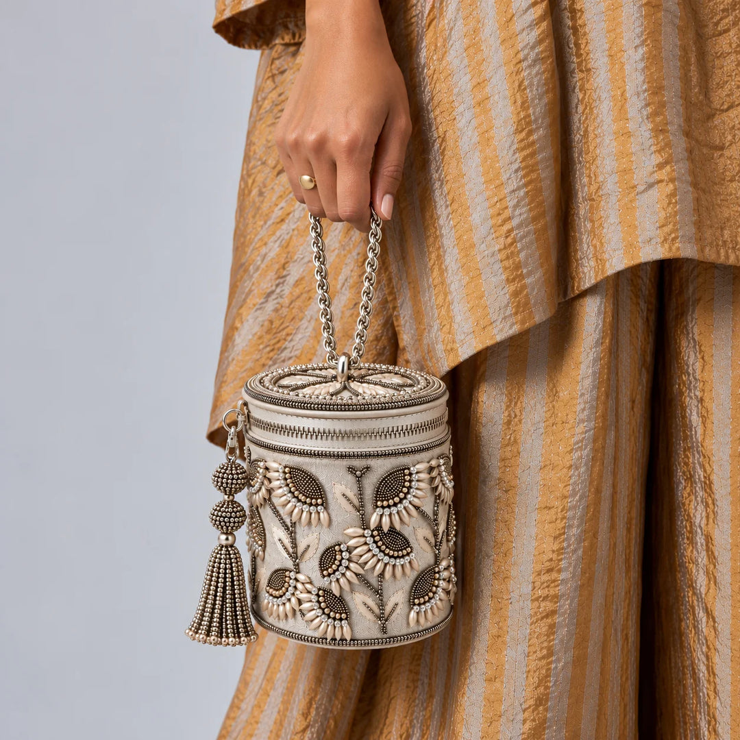 The Silver Foliage Bucket Bag
